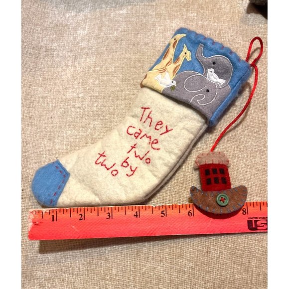 Noah's Arc Baby Infant Christmas Stocking Decorative Elephant Giraffe Anchor - Picture 5 of 9